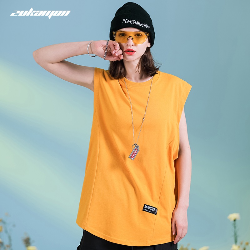 thủy triều Quốc màu tinh khiết vest đỏ áo khoác trung lập siêu nóng ròng T-shirt nam triều thương hiệu bông thường ngắn tay của phụ nữ