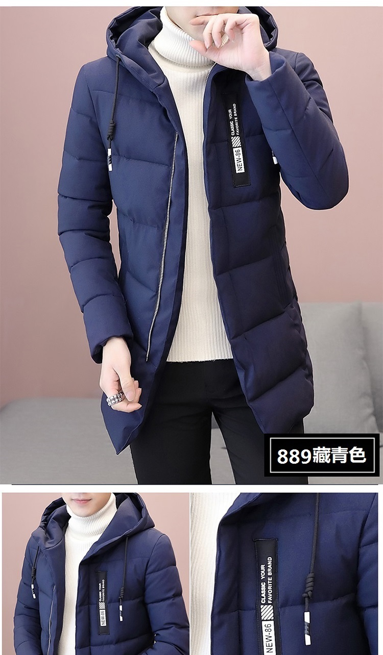 Mid-length cotton coat nam áo khoác dày 2017 mới mùa đông bông áo khoác xu hướng trên quần áo Hàn Quốc phiên bản của xuống áo khoác