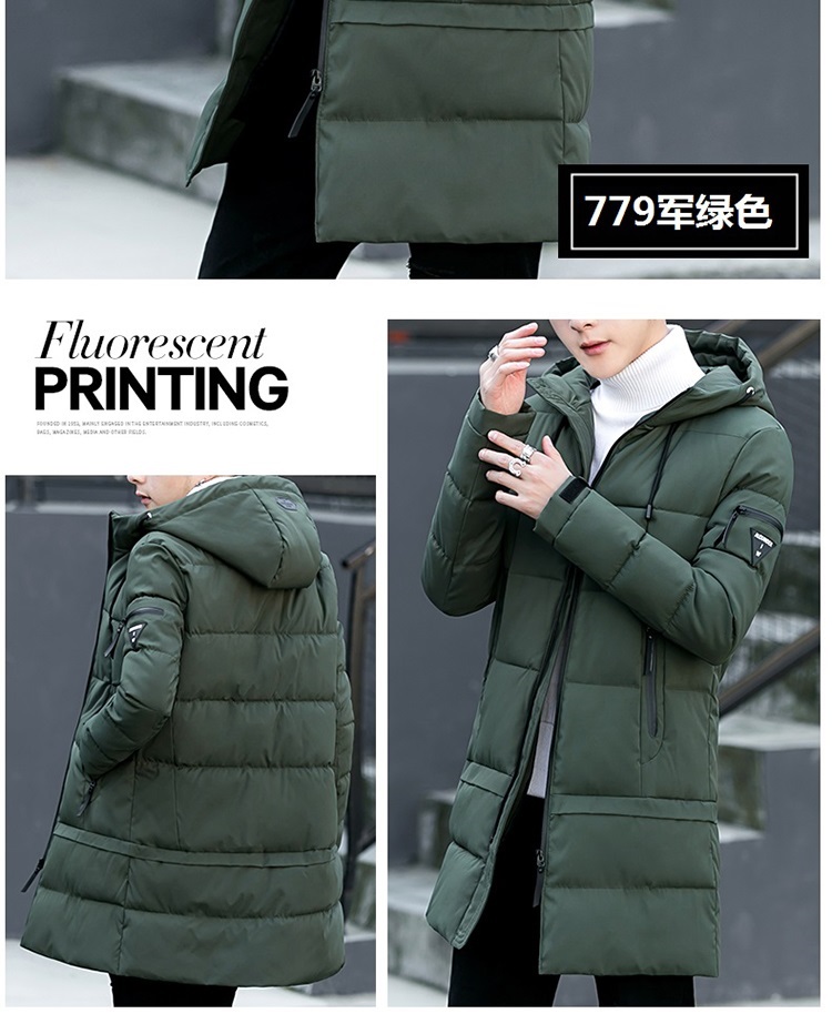 Mid-length cotton coat nam áo khoác dày 2017 mới mùa đông bông áo khoác xu hướng trên quần áo Hàn Quốc phiên bản của xuống áo khoác