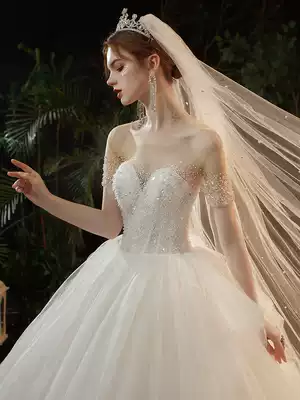 Main wedding dress 2021 New temperament bride little man tailing French Court Style Advanced sense niche design