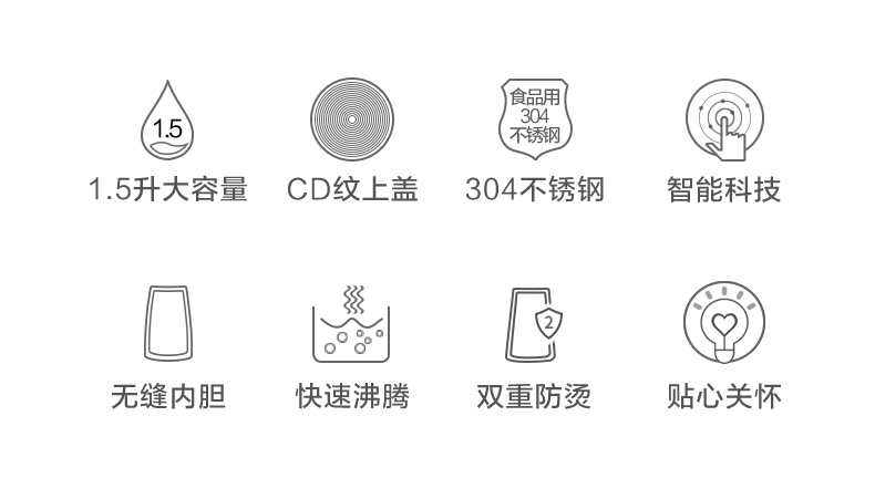 新低！无缝内胆，1500W大功率速热：1.5L 美的 一体化304不锈钢电热水壶 59.9元起包邮（之前推荐63.9元） 买手党-买手聚集的地方