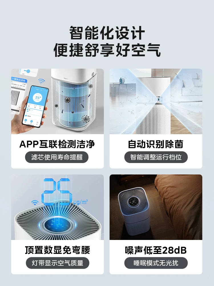 Климатический очиститель воздуха Midea компактный для дома спальни удаление формальдегида дым аллерген питомец фильтр