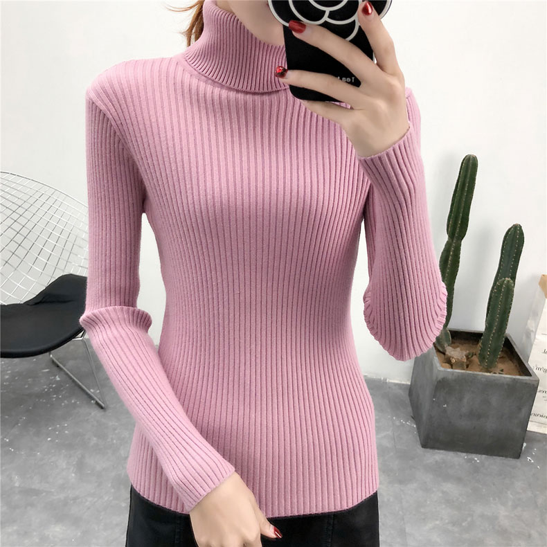 Áo len cổ cao cổ cao dành cho nữ phiên bản Hàn Quốc của mẫu áo sơ mi tự trồng hoang dã mùa thu và mùa đông đồ công sở nữ