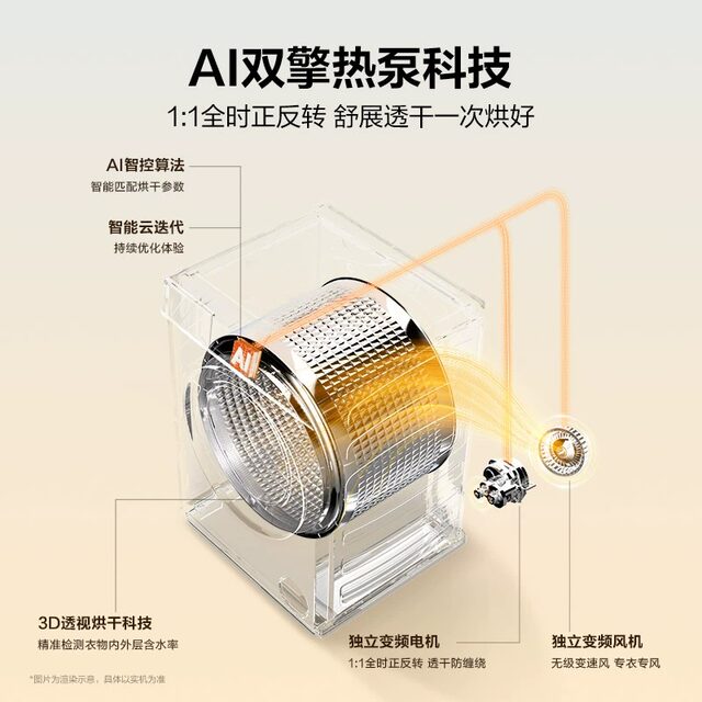 Haier Yunxi 3.0 GA100-STF582HU1 ultra-thin 3D dual-engine heat pump fully automatic tumble dryer