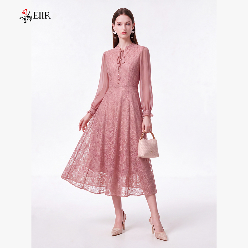 Si Ge Lace Fairy-Like Waist-Cinching Long-Sleeved Mid-Length Dress 2026 Autumn Dress A961066X