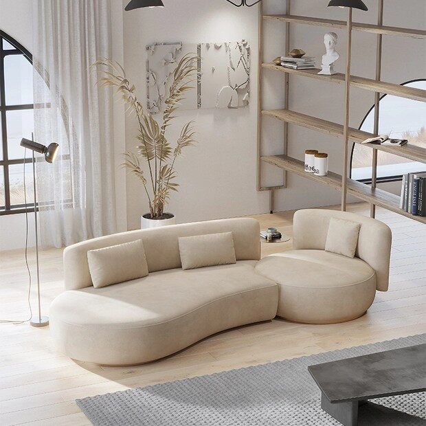 Nordic modern light luxury design simple arc Italian minimalist style living room sofa combination stitching three-person homestay
