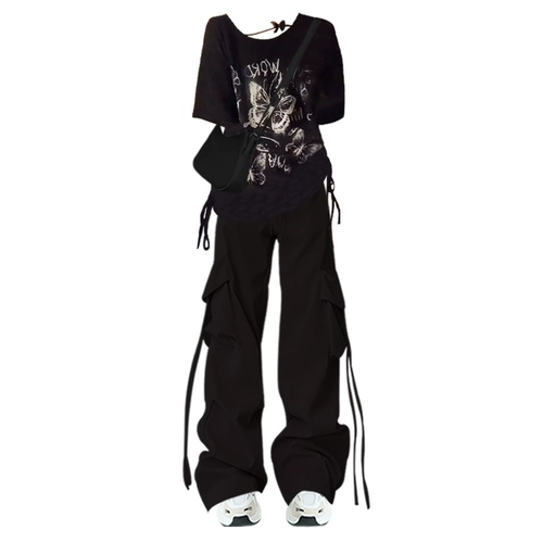 Небольшой дизайнерский комплект, штаны, тренд сезона, подходит для подростков