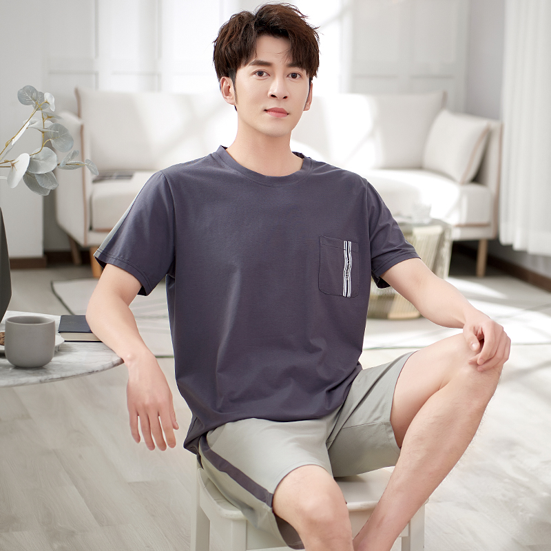 Mens đồ ngủ mùa hè Mordale quần short mens mùa hè lụa cotton mỏng giản dị cỡ lớn nhà phù hợp.