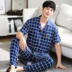 Bộ đồ ngủ Mens Summer Mordale bông lụa tay áo ngắn mỏng mùa hè mens kích thước lớn loose-fitting phù hợp với gia đình. 