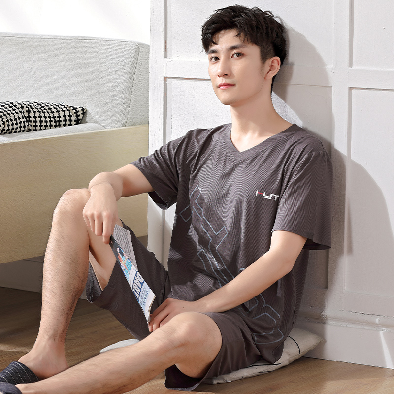 Bộ đồ ngủ Mens Summer Mordale Shorts Mens Summer Thin Mens Casual Home Mang Set.