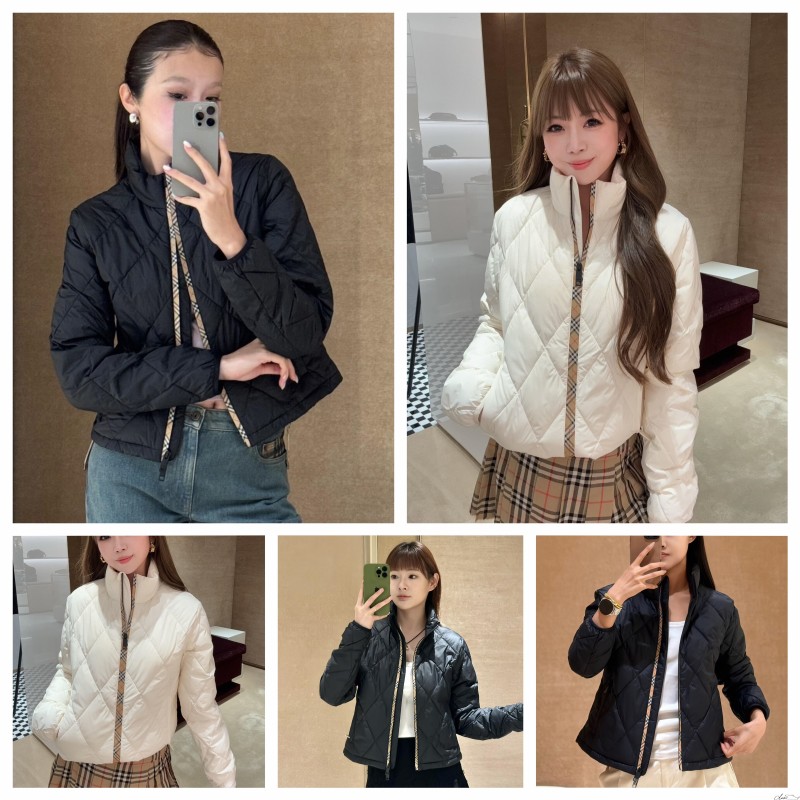 Burberry New Plaid Zipper Quilted down Jacket for Women and Men