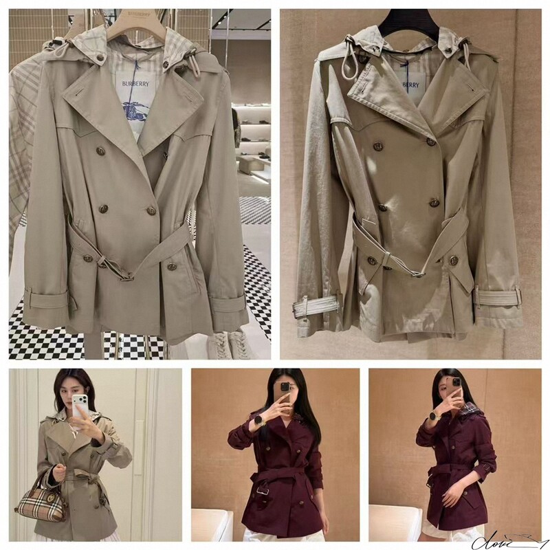 Burberry New Style Plaid Belted Hat Trench Coat for Women and Men Burberry New Style Plaid Belted Hat Trench Coat for Women and Men