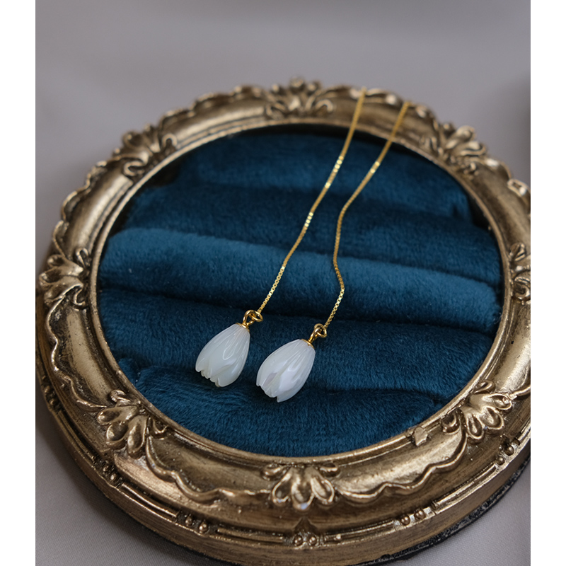 hzyeyuan hand as simple Suzuki Flower earnecklace 925 silver accessories Flow Su Long ear ring Fresh Japan-ROK ear decoration 20185