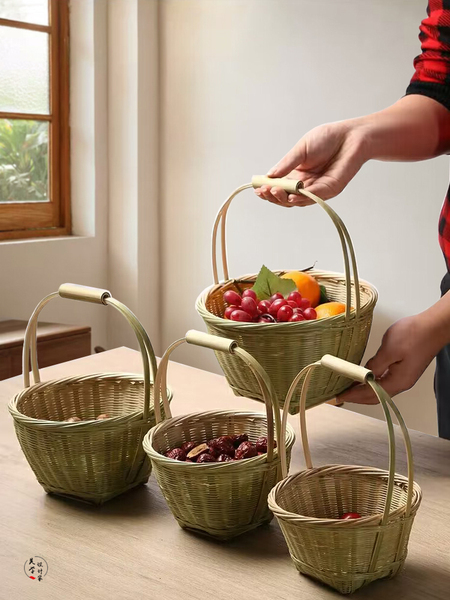 Bamboo Baskets, Bamboo Crafts, Woven Bamboo Baskets, Small Hand-Held Baskets, Household Fruit Baskets, Egg Baskets, Bamboo Products