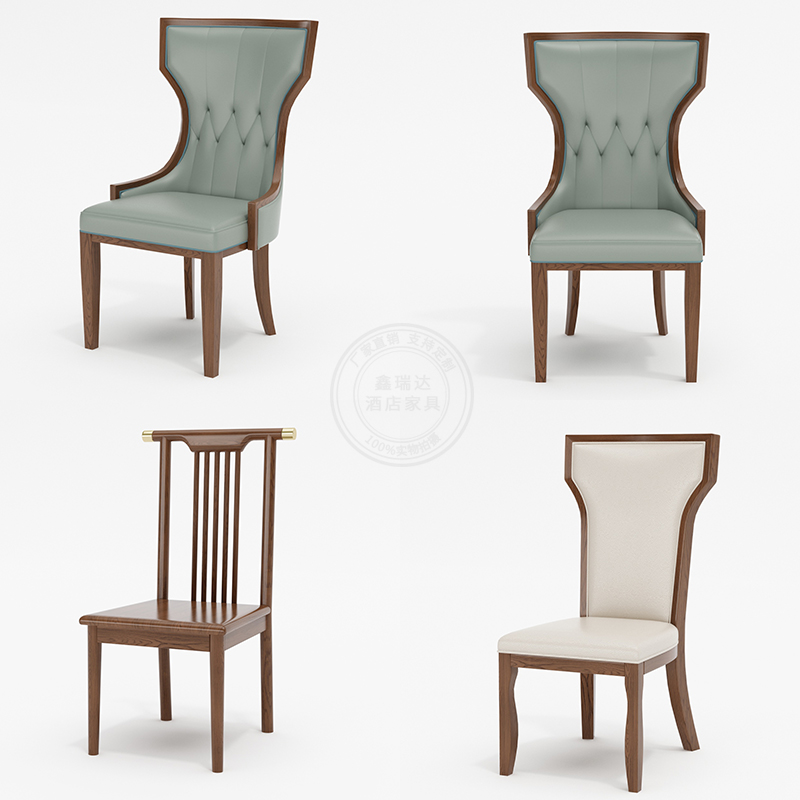 Hotel solid wood luxury chair household oak minimal dining chair Neoclassical soft chair chair banquet chair