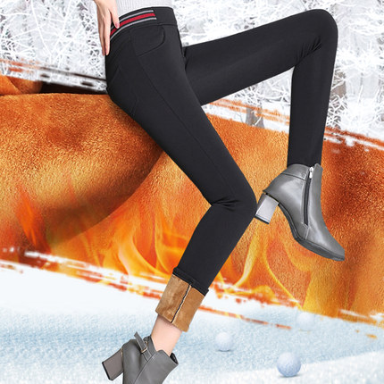 冬季打底裤女外穿加绒加厚高腰显瘦黑色紧身弹