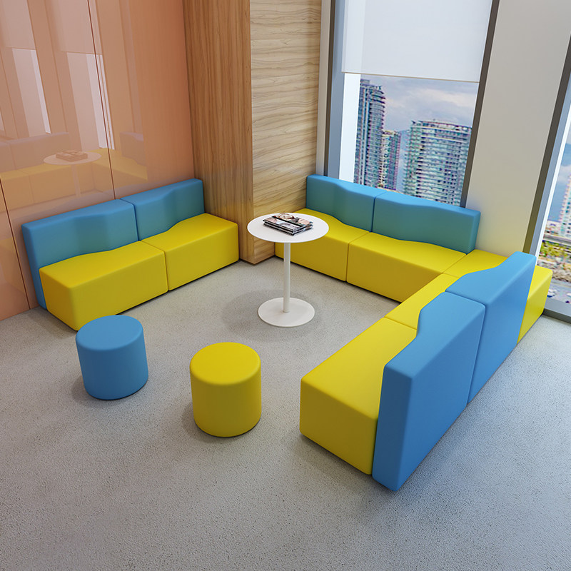Hotel shopping mall kindergarten training institution lobby rest area creative double-sided backrest card seat office sofa combination