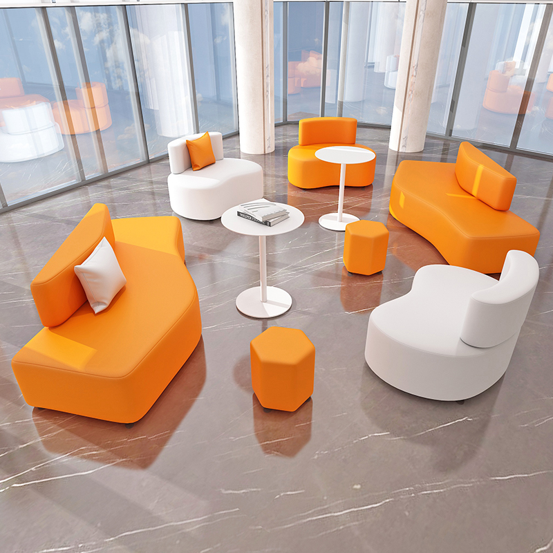 Simple leisure office hall cinema creative reception parlor coffee table combination waiting area special-shaped sofa