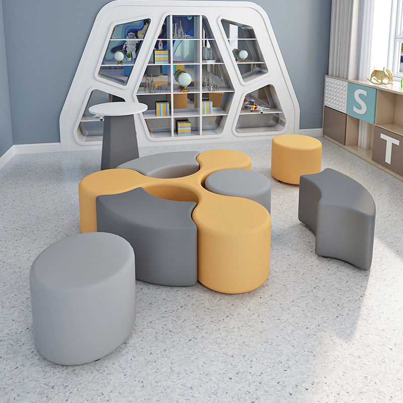 Library training institution shopping mall reception and meeting guests to negotiate simple and creative special-shaped office sofa stool coffee table combination
