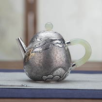 Silver Pot 999 Sterling Silver Dragon Egg Silver Pot Small Tea Pot Japanese Silver Handmade Household Flying Dragon Sterling Silver Pot