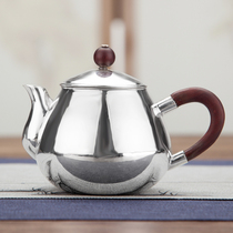 Silver pot pure handmade small urgent needs small silver pot home silver teapot pure silver 999 bubble teapot mirror wooden handle teapot