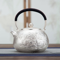 Sterling silver 999 kettle silver teapot tea ceremony tea set teapot handmade a silver pot frosted peony silver pot