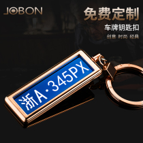 Zhongbang keychain personalized custom lettering car number plate mens key pendant creative gift