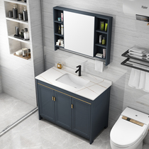 Floor-standing light rock board bathroom cabinet combination washbasin cabinet toilet washbasin integrated sink