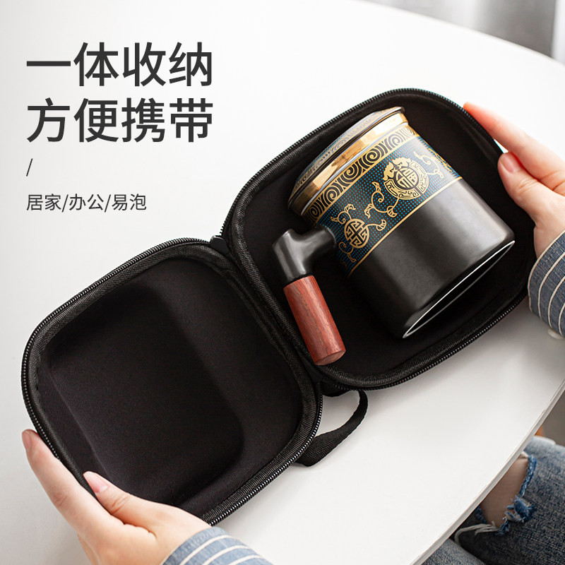 Ceramic Mark Cup personal special with cover tea water separation tea cup men and women's water cup office cups easy to carry cups-Taobao