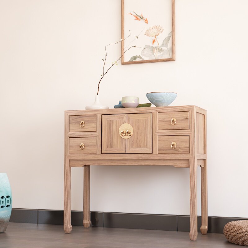 New Chinese Xuanguan Table solid wood in solid wood for desk cases Several Zen Zen Headlines door Hall Aisle Cabinet Veranda Decorated Cabinet-Taobao