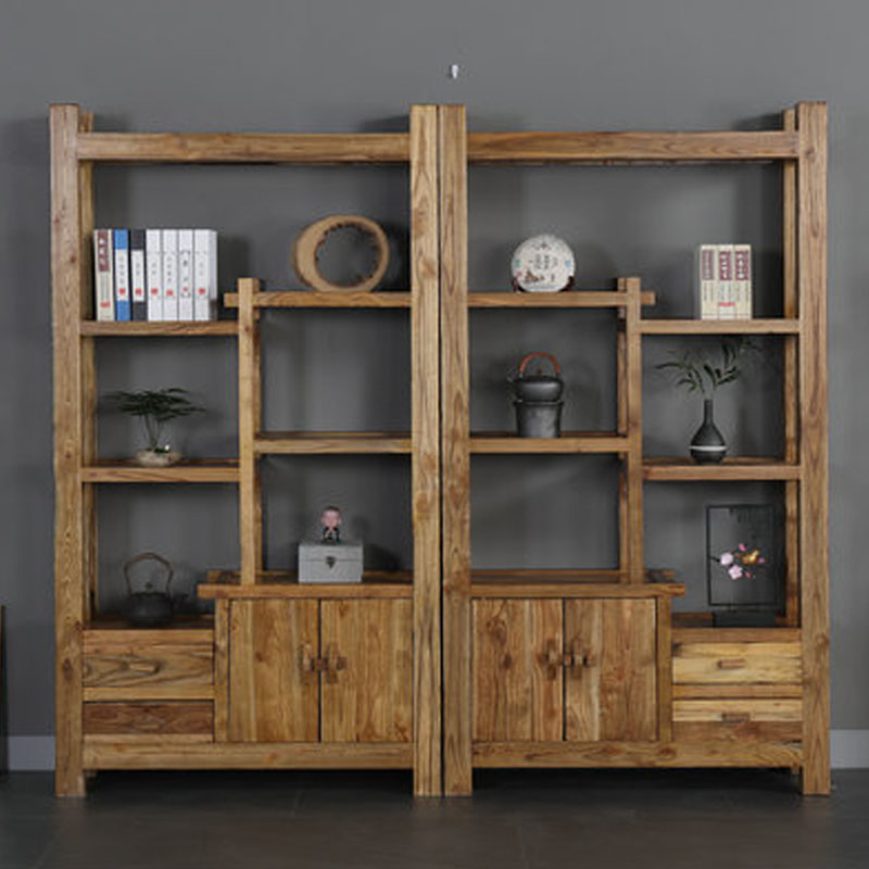 Solid Wood Chinese Tea Show Brief Old Elm Elm Wood Bou Ancient Rack Imitation Ancient Dorobao Cabinet's Partition Shelf-Taobao
