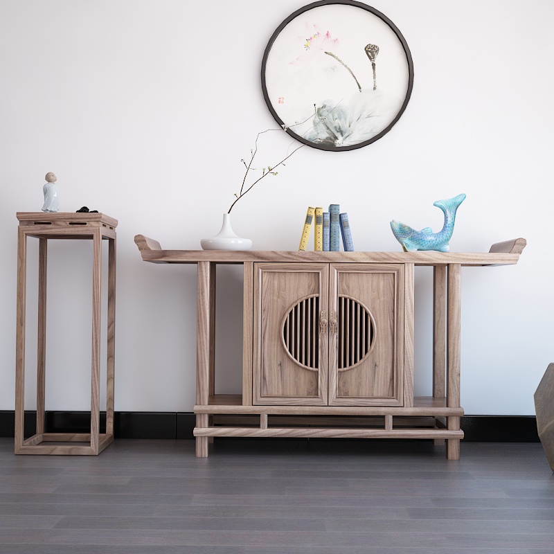 New Chinese teething case white wax wood Xuan Guanguan into the family end View Desk Brief modern solid wood for table Buddha table screen partition-Taobao
