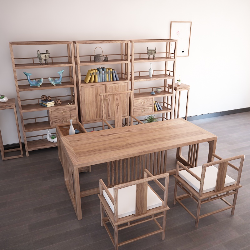 New Chinese tea table and chairs combined log solid wood old elm wood meditation brief about dry bubble table Kung Fu folk tea art table and chairs-Taobao