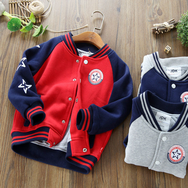 Boy Spring Autumn Thickened Jacket 2022 New Children Pure Cotton Baseball Clips Blouse Blouse Blouse Kids Casual Cardiovert