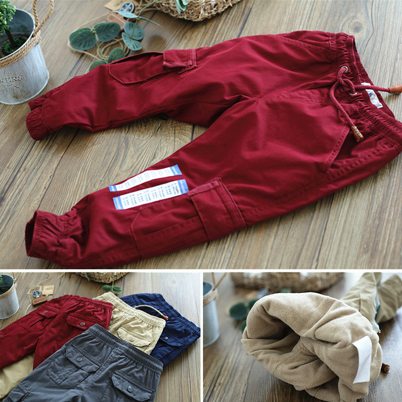 Boy gush casual pants children suit 2020 winter clothing thickened cotton pants CUHK Scout warm long pants baby workwear pants