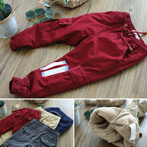 Boys plus velvet casual pants childrens clothing 2020 winter clothes padded cotton pants in big children warm trousers baby pants