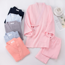 Spring and autumn day style pure cotton kimono for men and women Sleeping Clothing Thin section All cotton crepe cloth day series Big code Home Sleeping Clothes