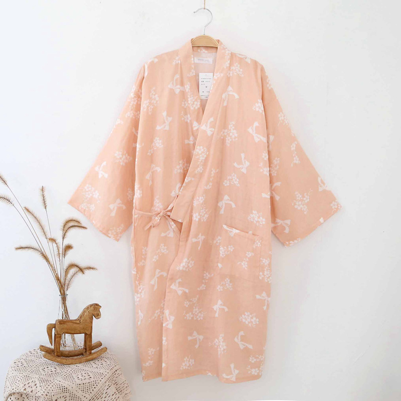 Silk loose-fitting mens áo choàng tắm bằng gạc mỡ mới 2018 pajama kimono kiểu dài tay áo cô gái mùa hè tươi.