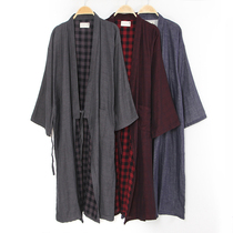 Spring and autumn day style and wind sleepwear for men pure cotton cotton cloth big code hanfu kimono and pyjamas long-style cardiovert sweatshirt sweaty sweaty