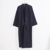 Autumn-winter mens pure cotton long-style sleeping robe sun-style big code kimono and air-layer pyjamas with a very flat bathing suit