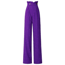 Purple high-end modern dance pants permed ballroom dancer pants drapey ballroom dance pants performance high-waisted dance pants trousers