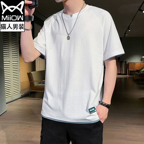 Футболка с коротким рукавом, мужская трендовая хлопковая брендовая универсальная летняя одежда, короткий рукав, оверсайз