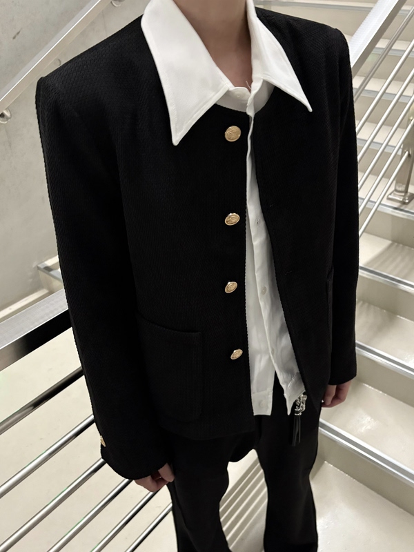 Sky White/Niche High-End Chanel-Style Padded Shoulder Jacket for Men, Short Minimalist Elegant Spring and Autumn Designer Jacket Sky White/Niche High-End Chanel-Style Padded Shoulder Jacket for Men, Short Minimalist Elegant Spring and Autumn Designer Jacket