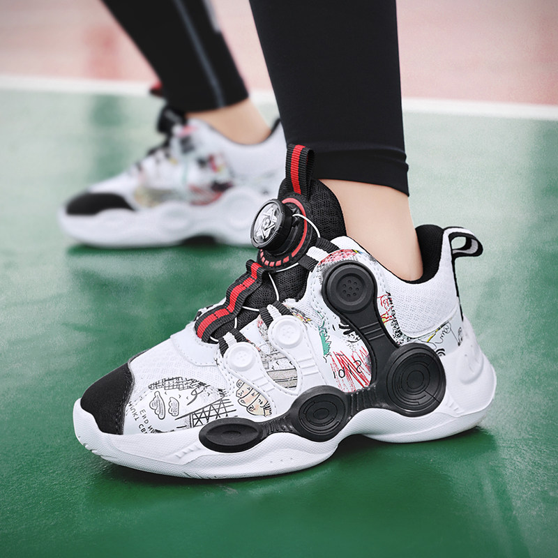 Children's basketball shoes rotating button shoes boys specialized training shoes pupils teenagers practical sports shoes shoes shoes