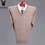 Đặc biệt cung cấp giải phóng mặt bằng tinh khiết áo len cashmere nam cổ tròn dày áo len trung niên mùa đông áo len kích thước lớn áo da nam cao cấp