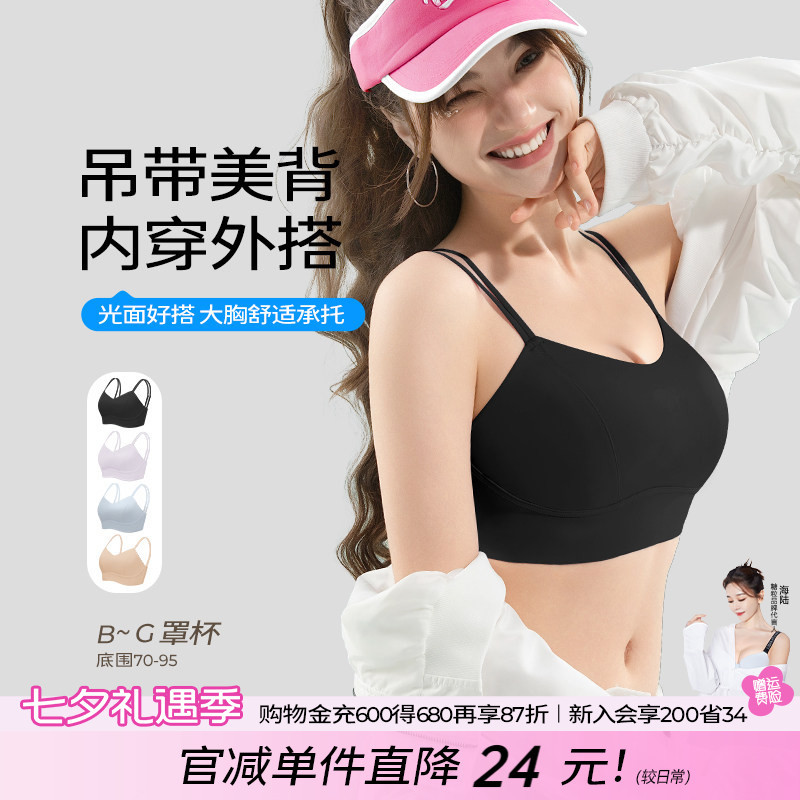 Thin Shoulder Strap Camisole-Style Bra for Large Busts, Makes Big Busts Look Smaller, Sports Bra, Plus Size, Thin Bra for Chubby Women