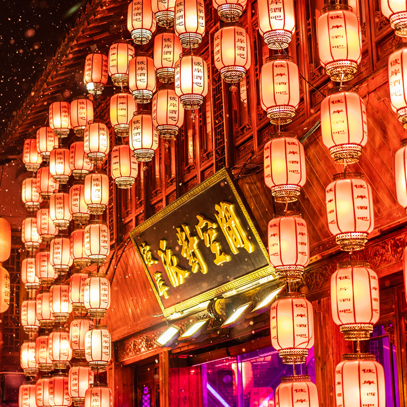 Waterproof sunscreen outdoor balcony Chinese antique sheepskin lantern custom advertising decoration red lantern palace lamp