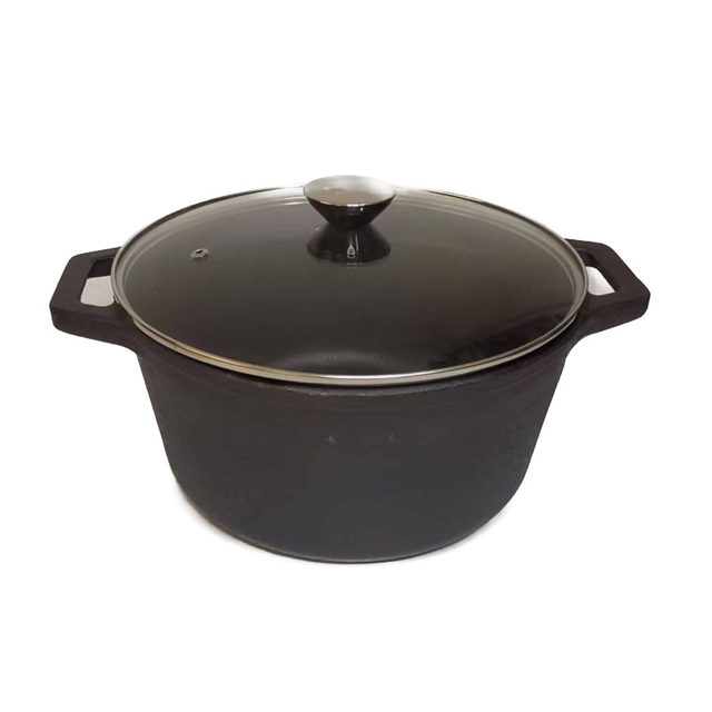 Original Export Cast Iron Stew Pot, Large Capacity, Thickened Deep Soup Pot, Suitable for Gas and Induction Cookers, Double-Ear Cast Iron Pot