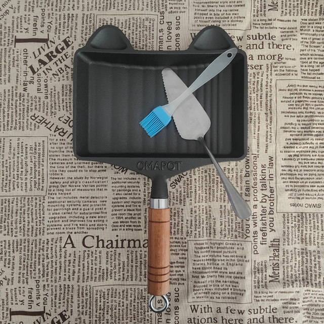 Foreign Trade Surplus Cast Iron Tamagoyaki Pan Without Coating, Cartoon Omelette Pan, Flat-Bottomed Pan, Square Omelette Pan