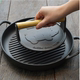 BBQ cast iron pressure plate pan pressure plate iron plate steak pressure plate Western food fried meat pressure plate 16CM with stripes